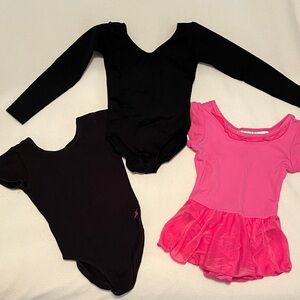 Danskin & Capezio Black and Hot Pink Dance Leotard Trio